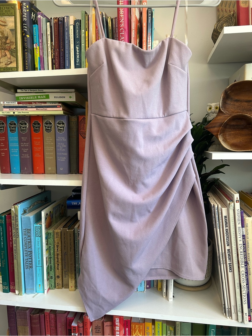 Blue Blush Lilac Spaghetti-Strap Draped Mini Dress